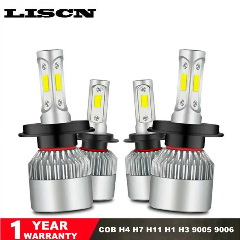 

LISCN S2 COB Kit Turbo Led H4 Low and High 72W 8000LM Spot H1 H8 H9 H11 9005/hb3 9006/hb4 H7 6500K Super White H4 Led Canbus