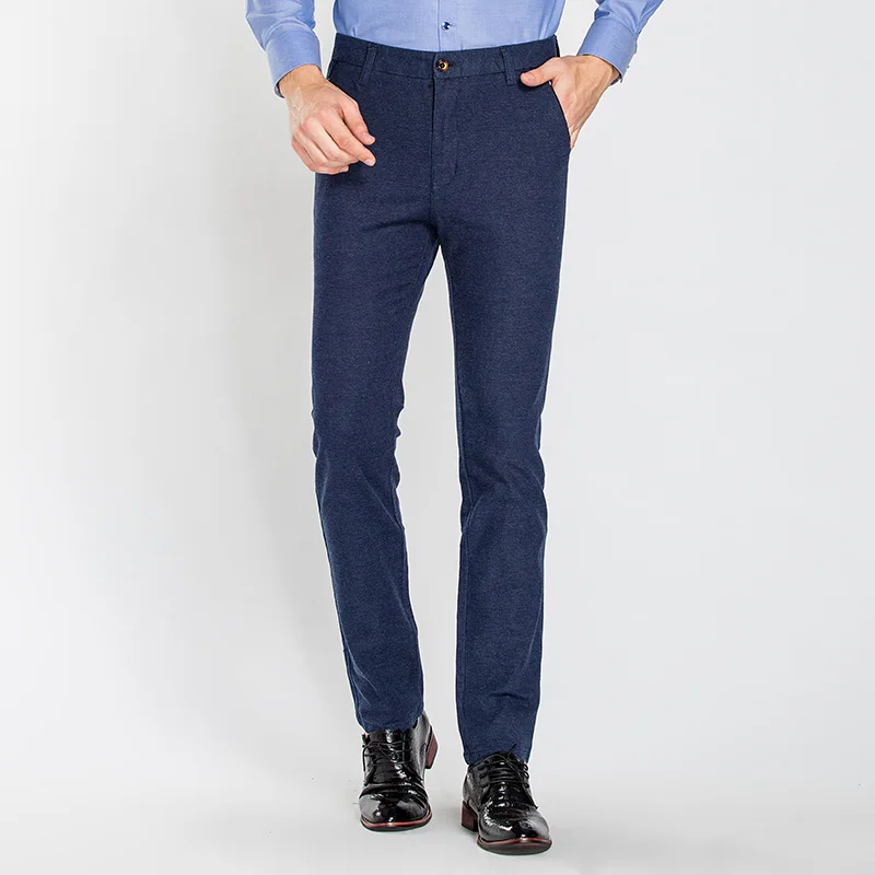 Модные новые мужские флисовые Стрейчевые штаны деловые повседневные Прямые мужские брюки высокого качества подходят мешковатые длинные размера плюс CYL33