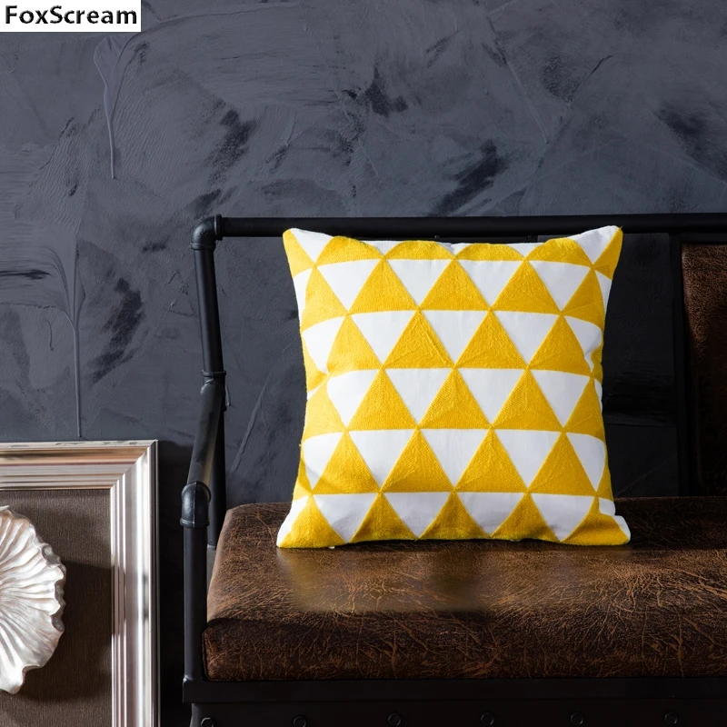 Подушки с вышивкой Чехлы наволочка с вышивкой геометрические бирюзовые декоративные наволочки для подушки синяя наволочка для дивана - Цвет: R