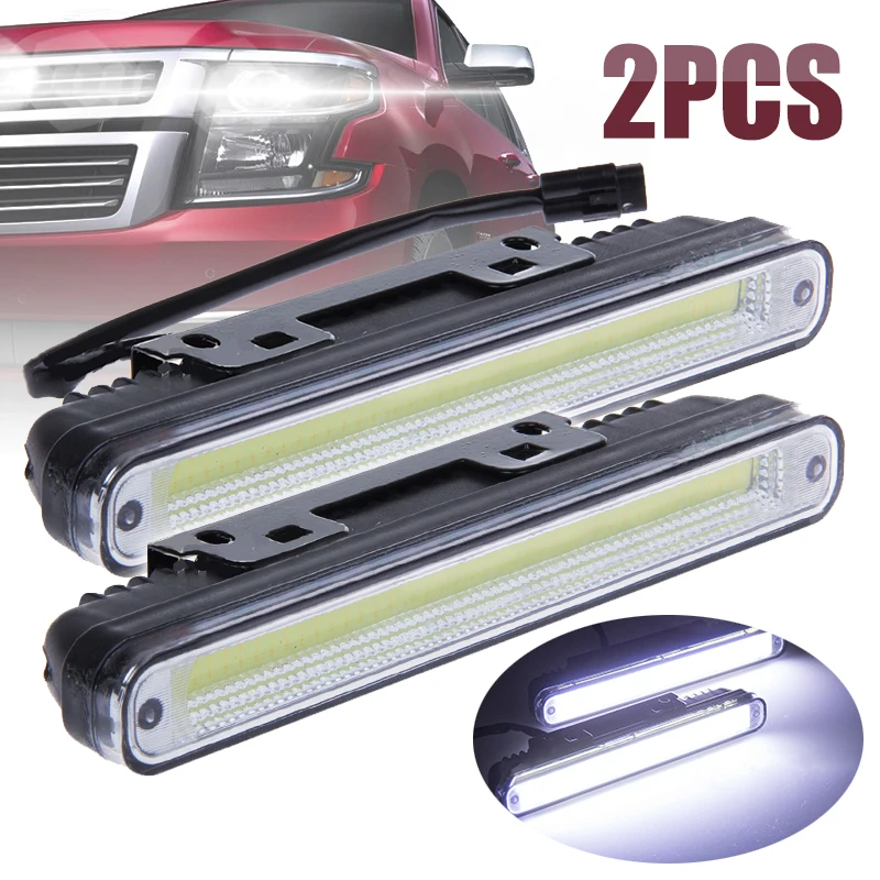 

Mayitr 2pcs Car COB LED Day-time Running Driving Light Fog Lamp 6000K White Waterproof 1800LM DC12V-24V
