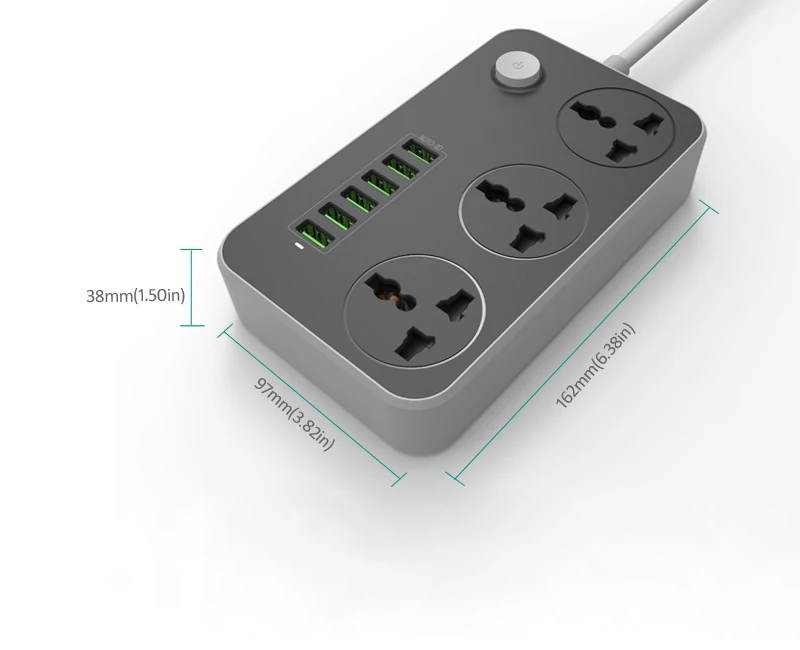 INGMAYA 6 портов USB зарядное устройство 3.4A 3 розетки мощность полосы 2500 Вт Защита от перенапряжения для iPhone samsung huawei Nexus Mp3 AC Шнур адаптер