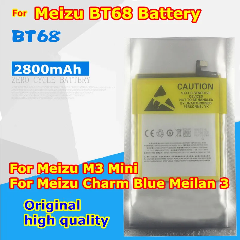 

Original 2800mAh BT68 Battery For Meizu M3 Mini For Meiz u Charm Blue Meilan 3 Bateria Accumulator AKKU