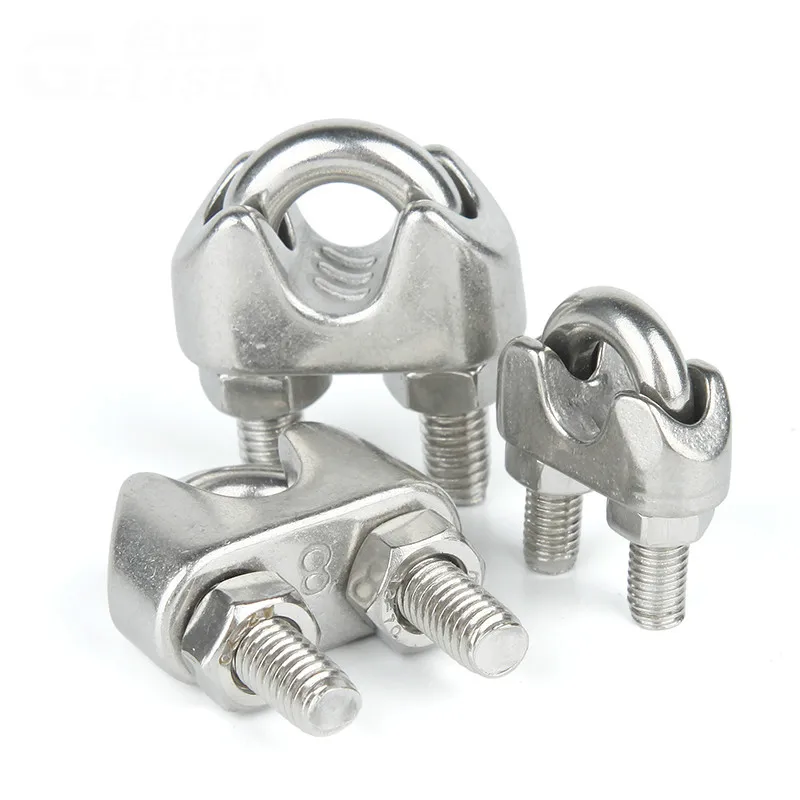 

2PCS M6 M8 M10 M12 M14 M16 304 Stainless Steel Wire Rope Chuck U-shaped Clip