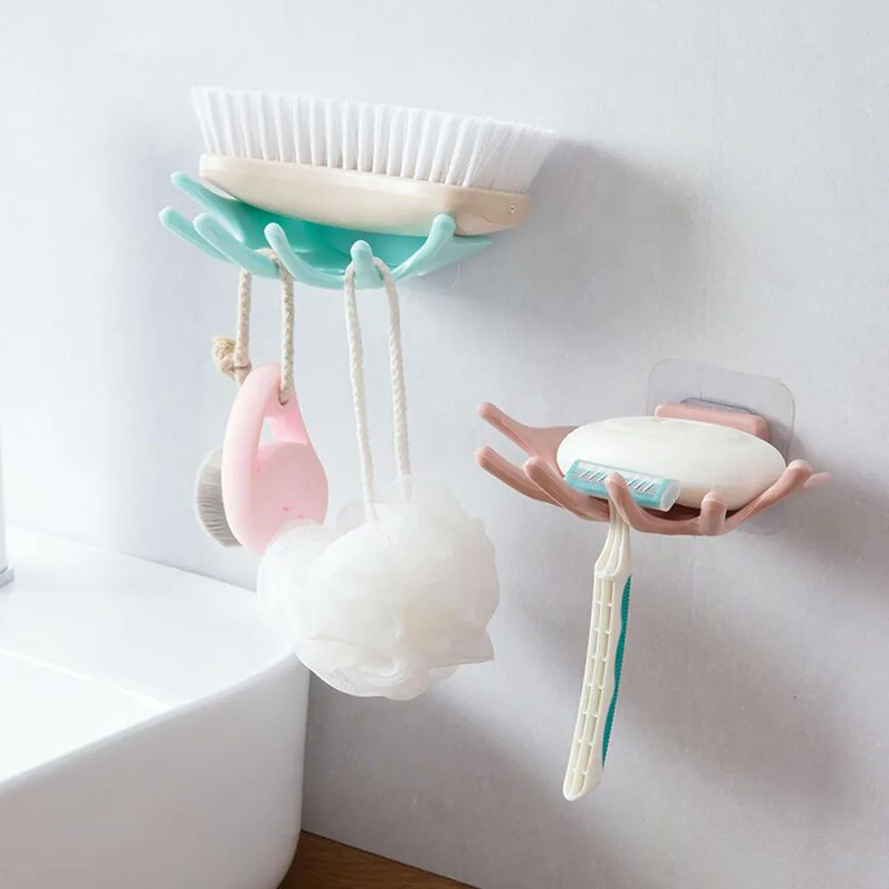 

Plastic Soap Holder Storage Plate Tray Soap Rack Bathroom Accessories Drain Soap Dish Sink Sponge Shelf #L