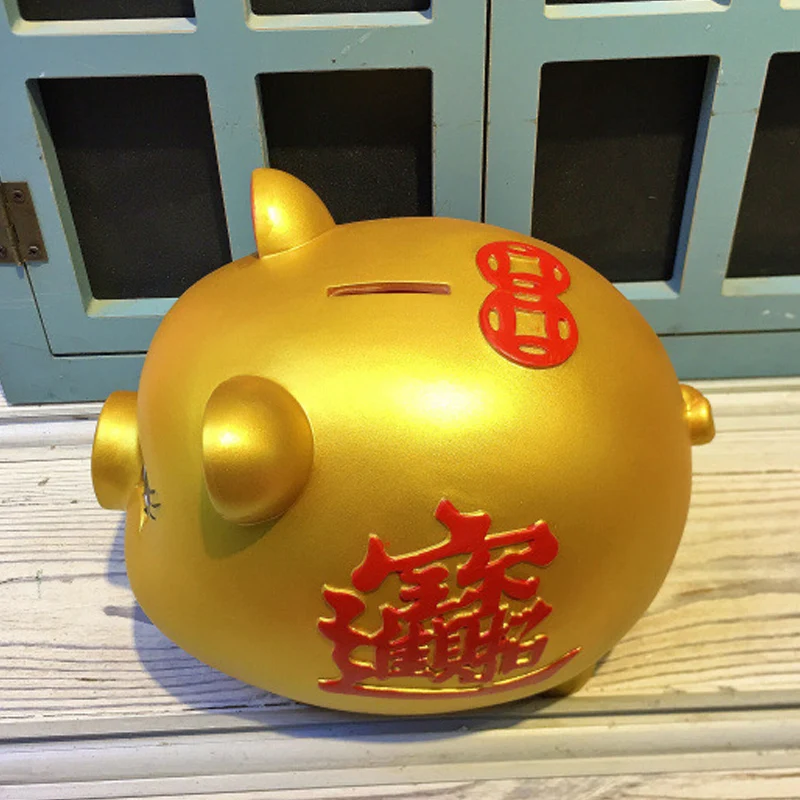 30X28CM Large Pig piggy bank Anti-fall Golden Pig Year Coins Storage Box For USD EURO GBP Money Oversized piggy bank
