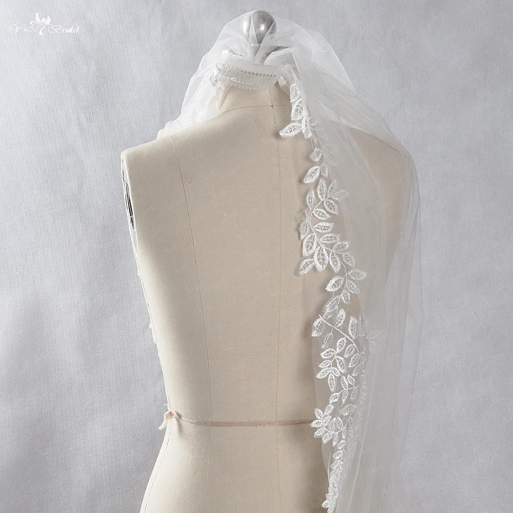 

RSV124 Bridal Applique Leaves Pattern One Layer Long Cathedral Wedding Veil
