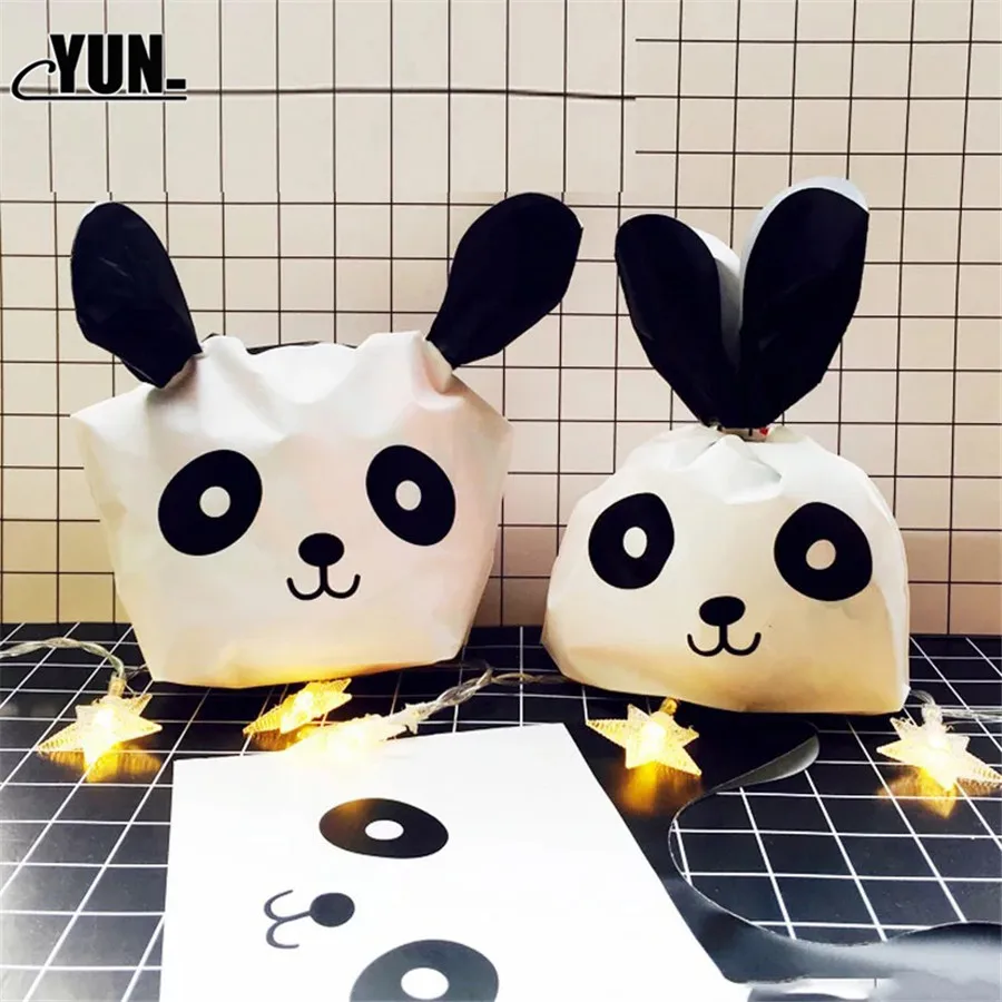 50pcs cute ear bag panda candy biscuit bag moon cake snack bag baking packaging 14.618.5cm 8D (3)