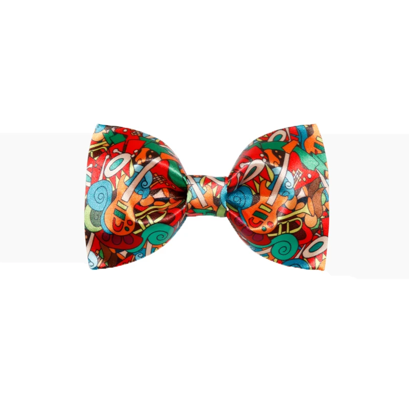 

Free Shipping New men's Original Design Handmade male man Colorful Guitar Printed Music Theme Party Art Graduation bow tie