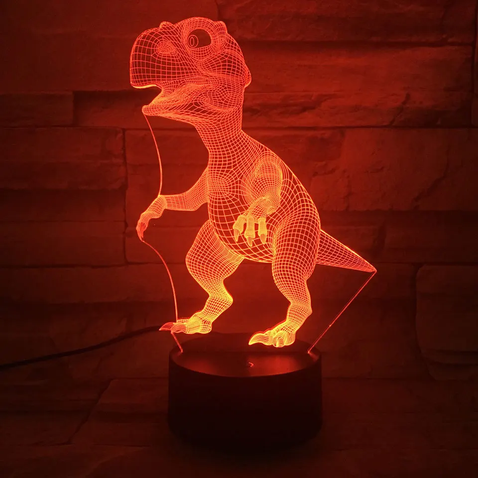

Rex Dinosaur LED Tyrannosaurus 3D Night light 7 colors USB Button Acrylic lights decor Nights lamps kids gifts for baby child