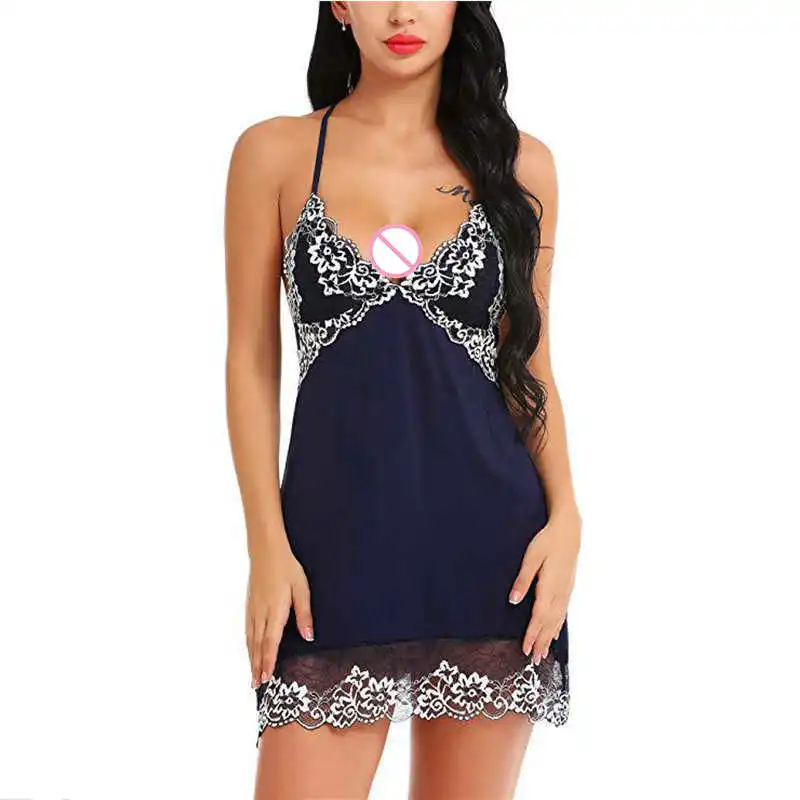 

Women Sexy Nightgowns Lace V neck Babydoll Lingerie Ladies Sexy Sleepwear Nightdress Erotic Backless Babydoll Chemise Underwear