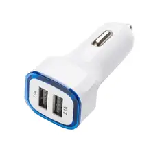 2.1A &1.0A LED USB Dual 2 Port Adapter Socket Car Charger Isqueiro Usb Lighter For Iphone/Samsung/HTC@051129
