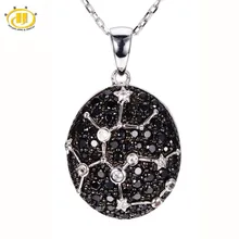 Hutang Sagittarius Sign Black Spinel & White Topaz Pendant Solid 925 Sterling Silver Necklace Constellation Birthday Gift