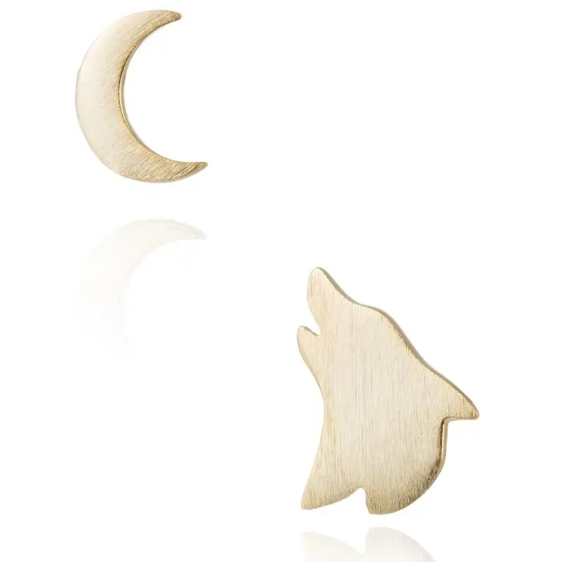 Hfarich белые серьги-гвоздики с воем на ухо Волк и луна серьги-гвоздики ювелирные изделия в виде животного ED206 подарок на год