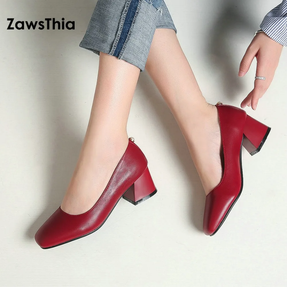 ZawsThia/Новинка весны 2019 офисные туфли лодочки из искусственной кожи на высоком