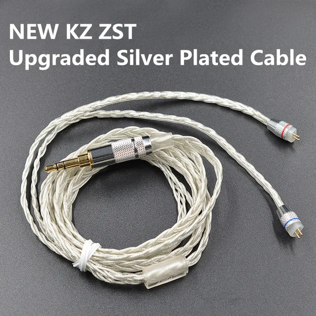

KZ Detachable Cable Upgrade Plated Silver Cable 2 PIN 0.75mm Audio Cord 3.5mm 3-pole Jack In Ear Audio HIFI For KZ ZST ED12