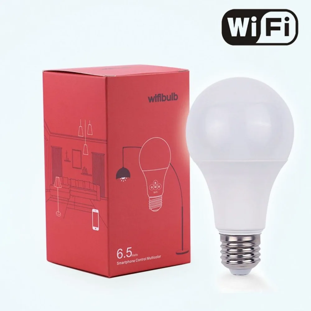 6,5 Вт WI-FI умная лампа E27 супер яркий WI-FI APP дистанционного Управление RGBW сроки лампочки Смартфон дистанционного Управление лампы