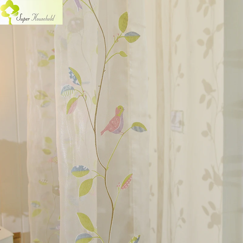 

Direct Selling Sale Cartoon Modern Cafe Cortina Birds Tulle For For Bedroom Window Treatments Sheer For Kids Room Custom Made