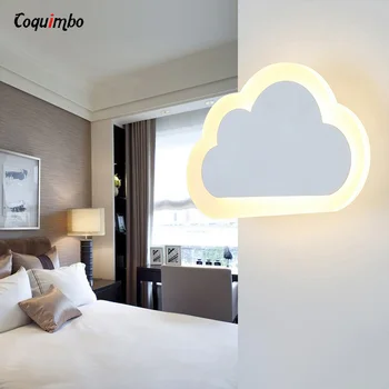

Modern Led Cloud Wall Lamp Acrylic Lampshade Children's Bedroom Bedside Sconce White Painting Iron Home Indoor Lighting 110-220V