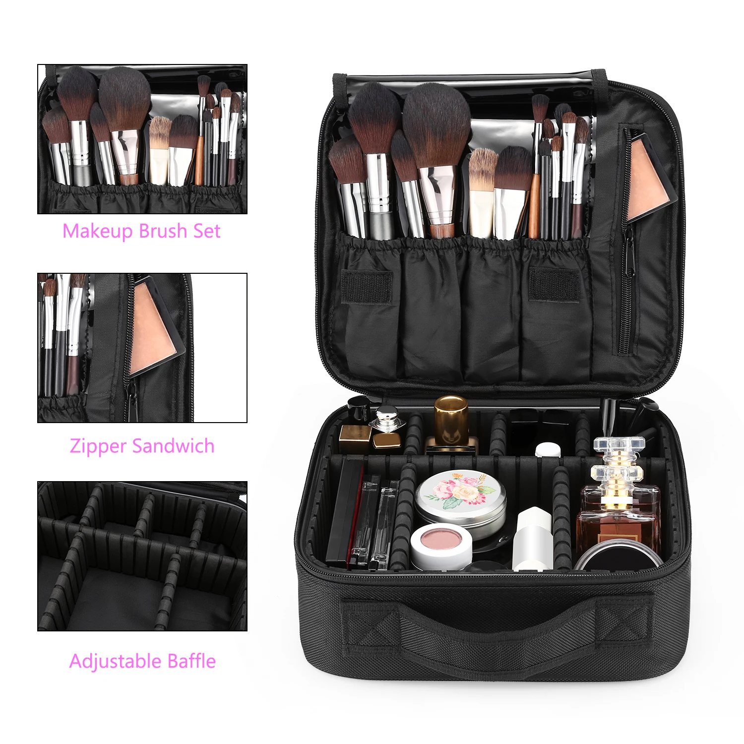 Inlife Makeup Bag Cosmetic Train Cases Portable Travel Organizer