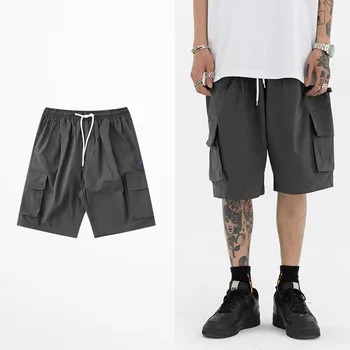 

Ins Hot Sale Multi Pockets Beach Shorts Men Tide Brand Summer Leisure Cargo Short Pants Skateboard Hip Hop High Street Short Men