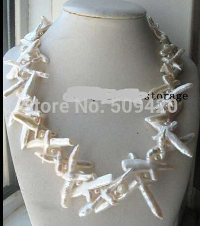 

~~ W&O653 >WOW! freshwater pearl cross round white necklace