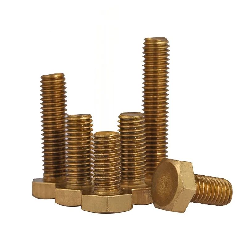 

1PCS M10 M12 Brass screw outer hexagonal head screw bolt copper outer hexagonal head screw DIN933 six bronze angle screw.
