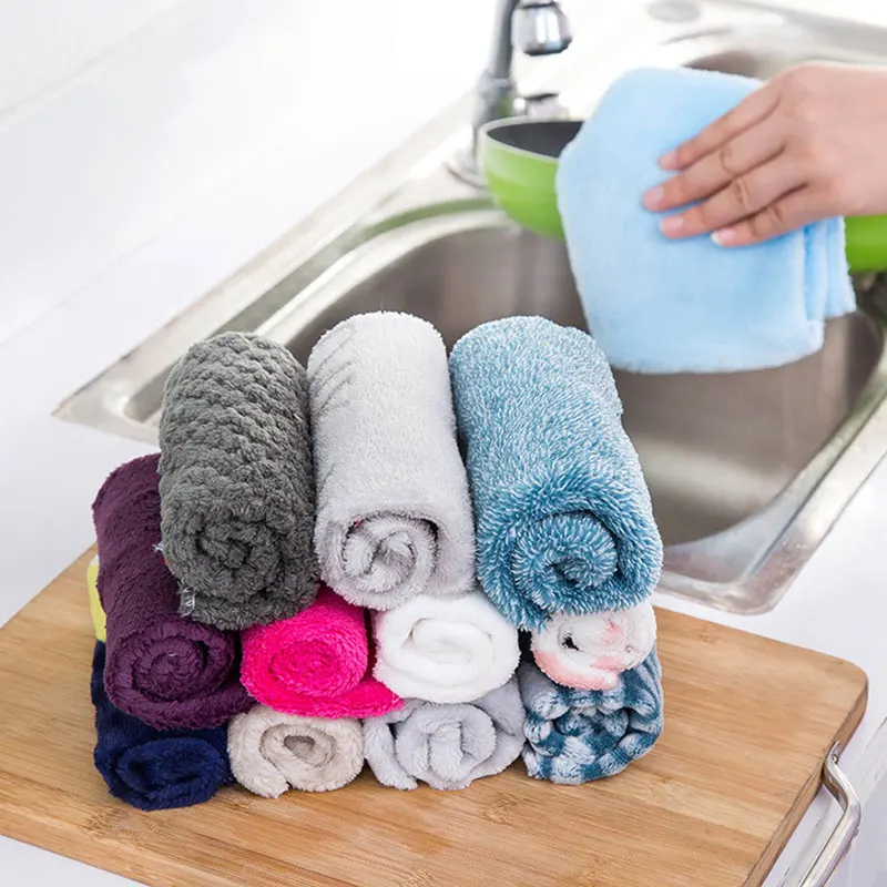 

Polyester Super Absorbent Microfiber High Efficient Anti-Grease Fiber Washing Towel Dishes Cloth Cleaning Wiping Rag Tableware