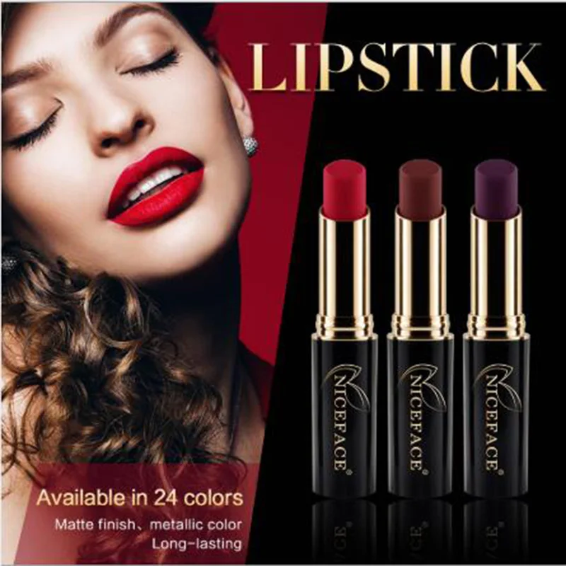 

NICEFACE 1PC Matte Lipstick Sexy Lip Stick Waterproof Matte Lipstick Lip Gloss Makeup Lipsticks Long Lasting