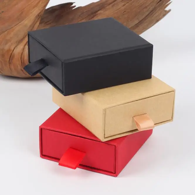 

10pcs Exquisite packaging gift box Kraft paper drawer Carton Necklace Earrings packaging gift box Jewelry box Wedding candy box