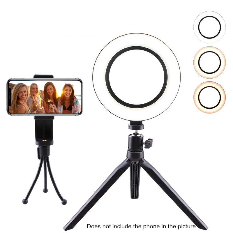 

Photography light beauty lamp desktop ring fill light 360° rotating mobile phone bracket tripod fill light diameter 16cm 20cm