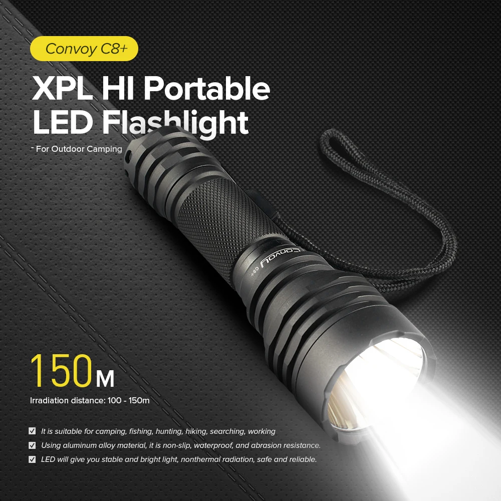 

Convoy Portable LED Flashlight For Outdoor Camping Safety Zoomable IPX - 8 Waterproof Torch Light Bright Flashlight For Hiking