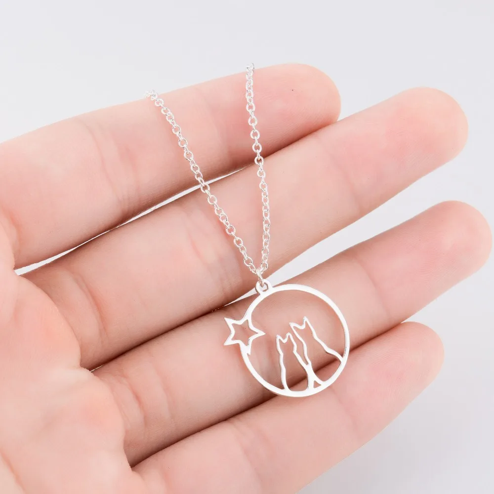 

Daisies Origami Cat Star Necklace Animal Women Pendant Necklaces Jewelry Collier