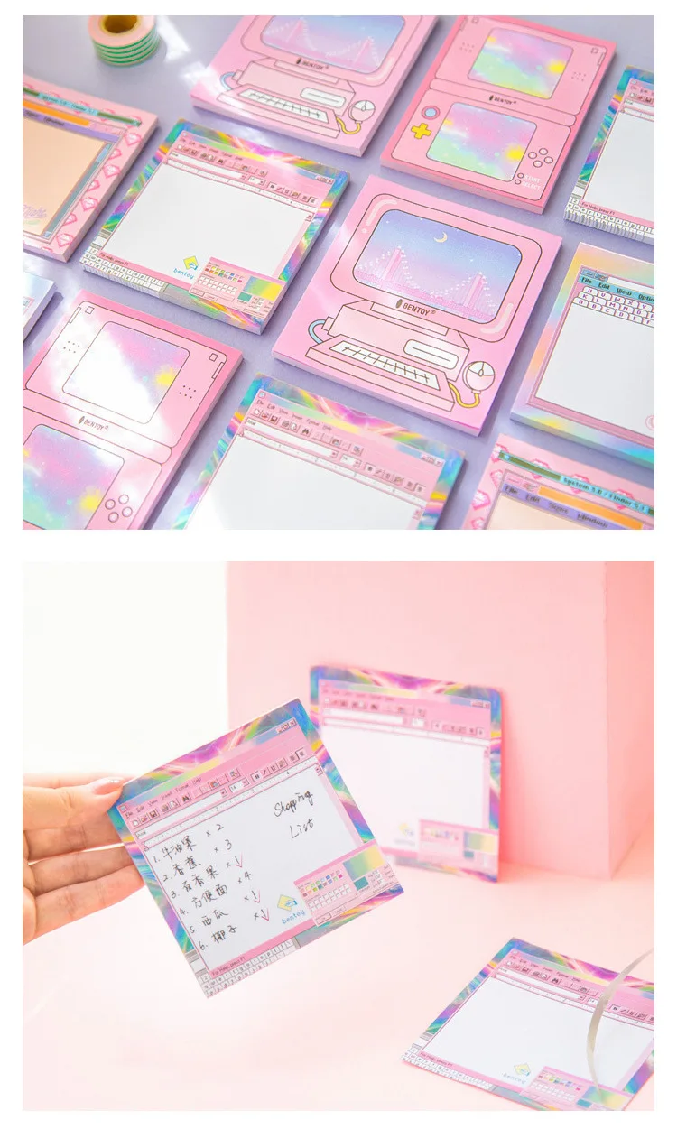 Cute Computer Game Memo Pad Self-adhesive Planner Stickers Kawaii Paper Sticky Notes Notepad School Office Stationery Supplies