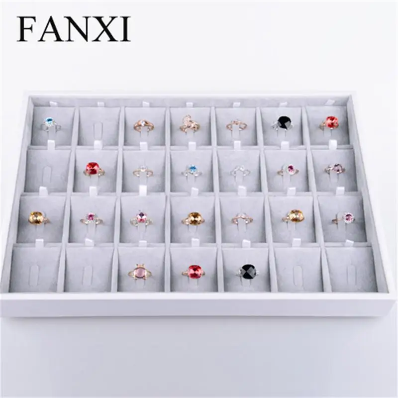FANXI Роскошные серебристо серые ювелирные изделия Дисплей лоток серьги кольцо