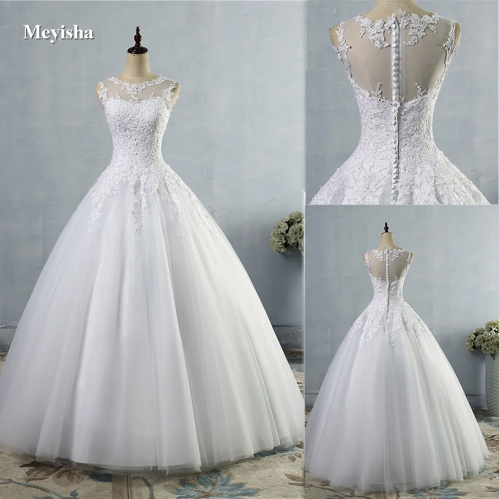 9036 2016 Lace White Ivory A Line Wedding Dresses For Bride Gown Appliques Vintage Plus Size
