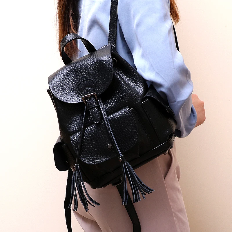 Женский рюкзак из воловьей кожи с рисунком слона, сумка на шнурке с кисточками, роскошный школьный рюкзак для студентов, серебристый, красный, черный