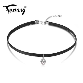 

FENASY Fashion Girl Women 925 Sterling Silver Trendy Freshwater Pearl chokers flower necklace for women Pearl flower Necklace