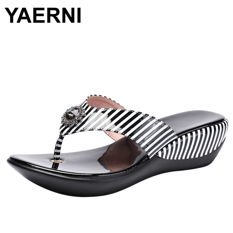 Шлепанцы YAERNI женские из натуральной кожи пляжные сандалии на платформе