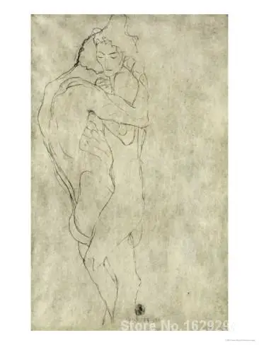 

Lovers Black Crayon by Leonardo Da Vinci Canvas art Painting High quality Hand painted