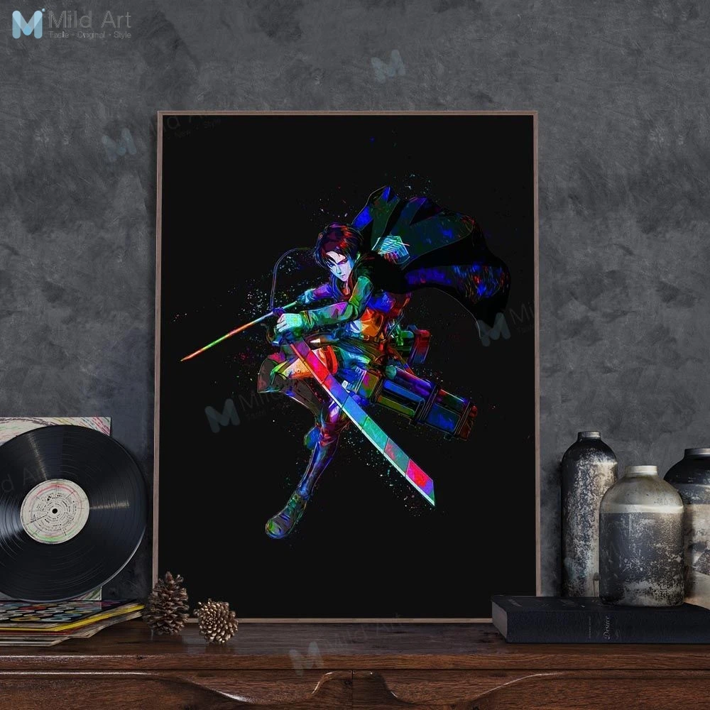 

Color Abstract Geometric Japanese Pop Anime Titan Posters and Prints Levi Wall Art Pictures Home Decor Canvas Painting Boy Gifts