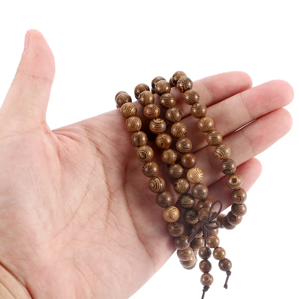 

Wooden Beaded Bracelet Unisex Wenge Prayer Beads Tibetan Buddhist Mala Rosary Bracelets for Women Wood Jewelry