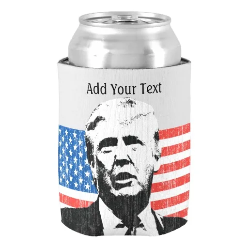 Donald font b Trump b font American Flag Custom Text Can Cooler Home Decor Personalized Neoprene