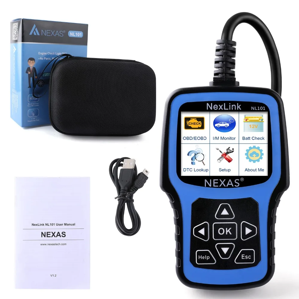 Nexas NL101 OBD2 сканер универсальный двигатель считыватель кода неисправностей