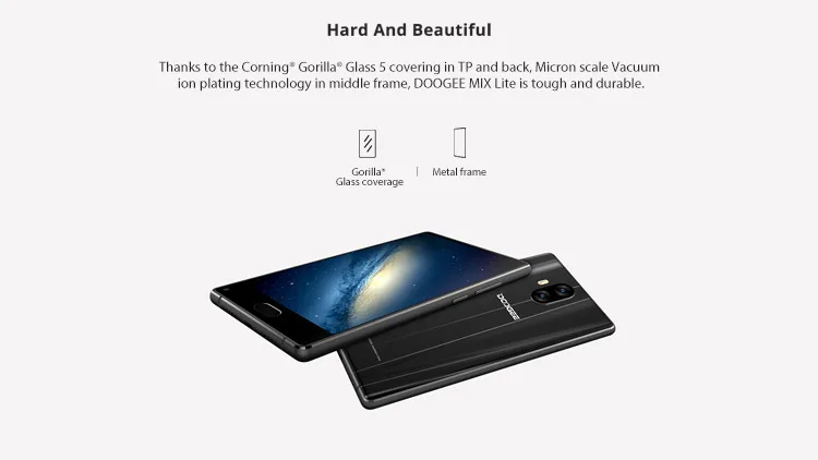 DOOGEE MIX LITE 2GB RAM 16GB ROM MTK6737 1.3GHz Quad Core 5.2 Inch IPS HD Bezel-less Screen Dual Camera Android 7.0 4G LTE Smartphone