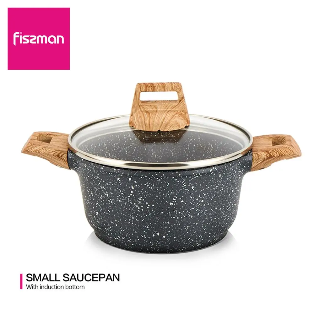 

FISSMAN 14cm Mini Casserole with Lid Non-stick Marble Coating Aluminium CD Bottom Cooker BILLA Series Shallow Pot
