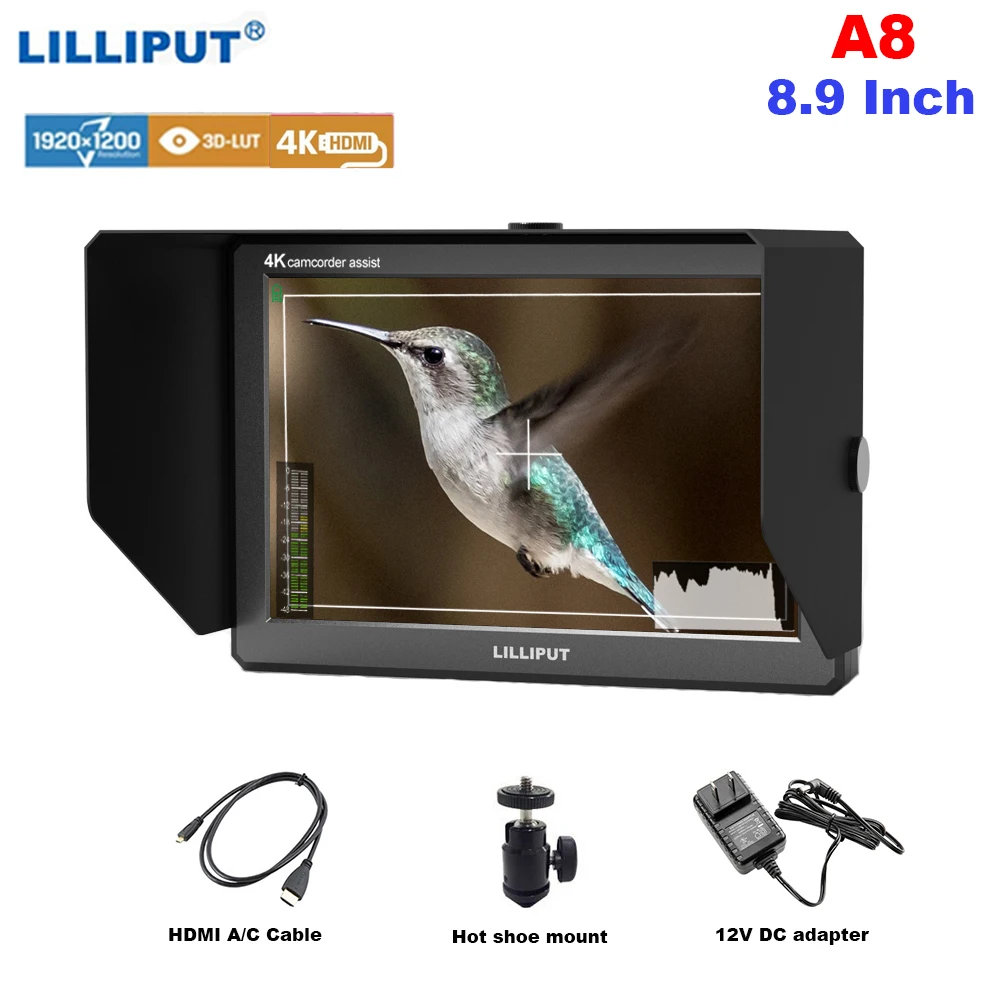 

Lilliput A8 8.9 Inch 4K HDMI DSLR Monitor with 3D LUT LCD IPS 1920x1200 8bit Full HD Display On Camera Field Monitor for Cameras