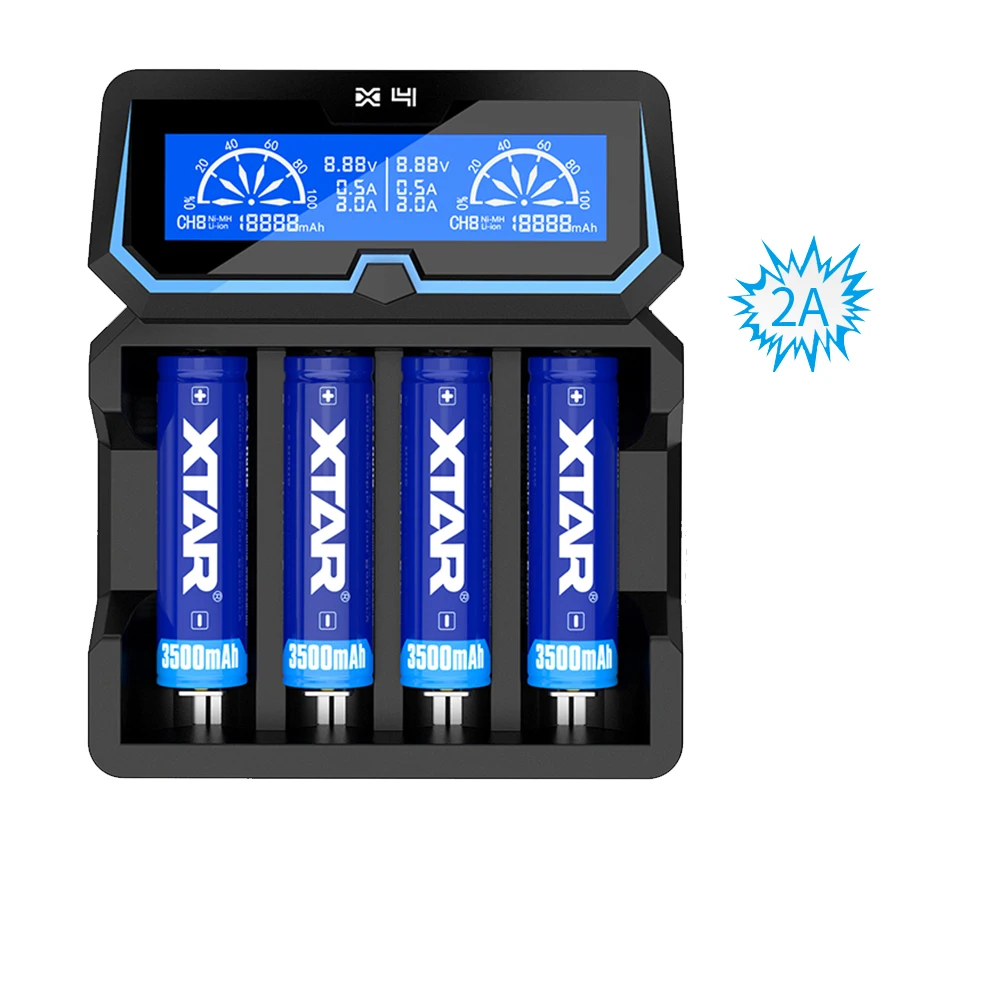 Carregador de Bateria Aplicar para 3.6 Nova Xtar Fast-carregamento v – 3.7 Li-ion 16340 18650 26650 32650 Imr Inr Icr 1.2 Ni-mh Ni-cd x4 Lcd