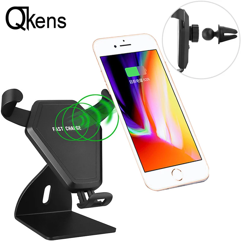 Car QI Wireless Charger for Samsung Note 9 8 S9 S8 S7 S6 for IPhone X XR XS Max 8 Plus Wireless Charging Air Vent Phone Holder