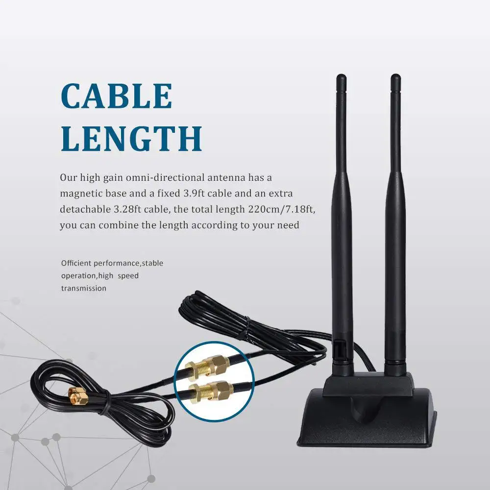 

WiFi Network Card WiFi Wireless Router Mobile Hotspot 6dBi WiFi Antenna Wireless Antenna with Magnetic Base for PCI-E r25