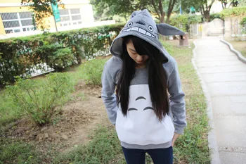 

Hot Anime Movie My Neighbor Totoro Thick Hoody My Neighbor Totoro Gray Hoody Coat Girls Cute Sweatshirt in Gray